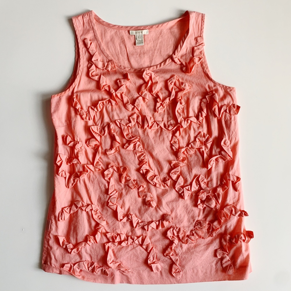 J. Crew Ruthie Ruffle Shell Sleeveless Blouse Sz 2